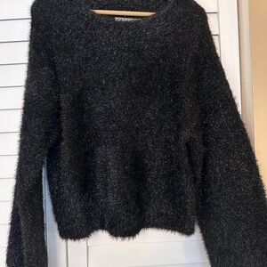 Women's Black Fuzzy Sweater